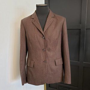EUC *Piazza Sempione* Women's Brown Wool Blend Pin Striped Blazer Jacket  42
